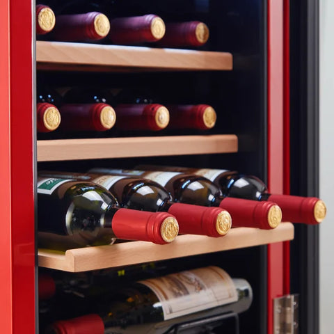 Cavecool Retro Obsidian 19 Bottle Single Zone Freestanding Wine Cooler - Red Close Up