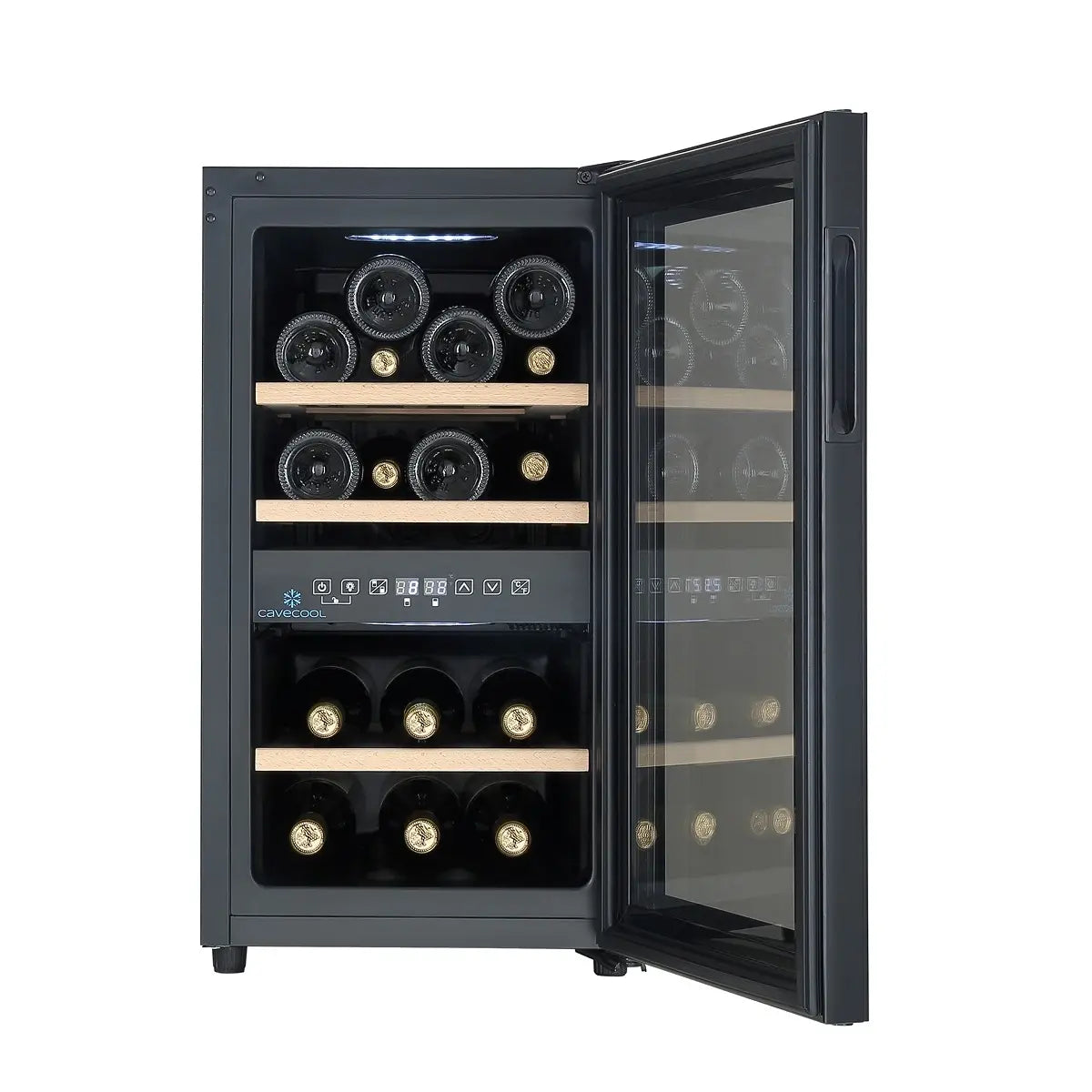 16-bottle freestanding wine fridge with LED lighting